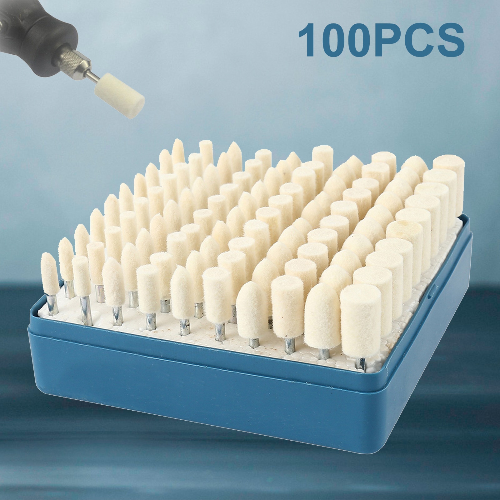 100Pcs Wool Felt Mounted Polishing Buffing Wheel OD 3-20mm Grinding Head for Dremel Drill Rotary Tool 3mm Shank: Default Title