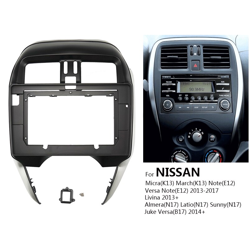 Car Radio Fascia For NISSAN Micra March Versa Note Livina Almera Latio Sunny Juke Versa Auto Stereo Dash Panel Frame Kit