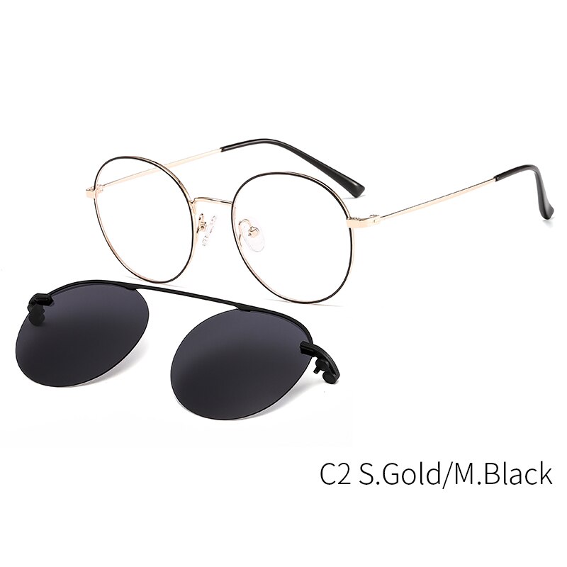 CEOFY – lunettes de soleil polarisées pour hommes et femmes, monture ronde avec Clip magnétique: DP33065C2