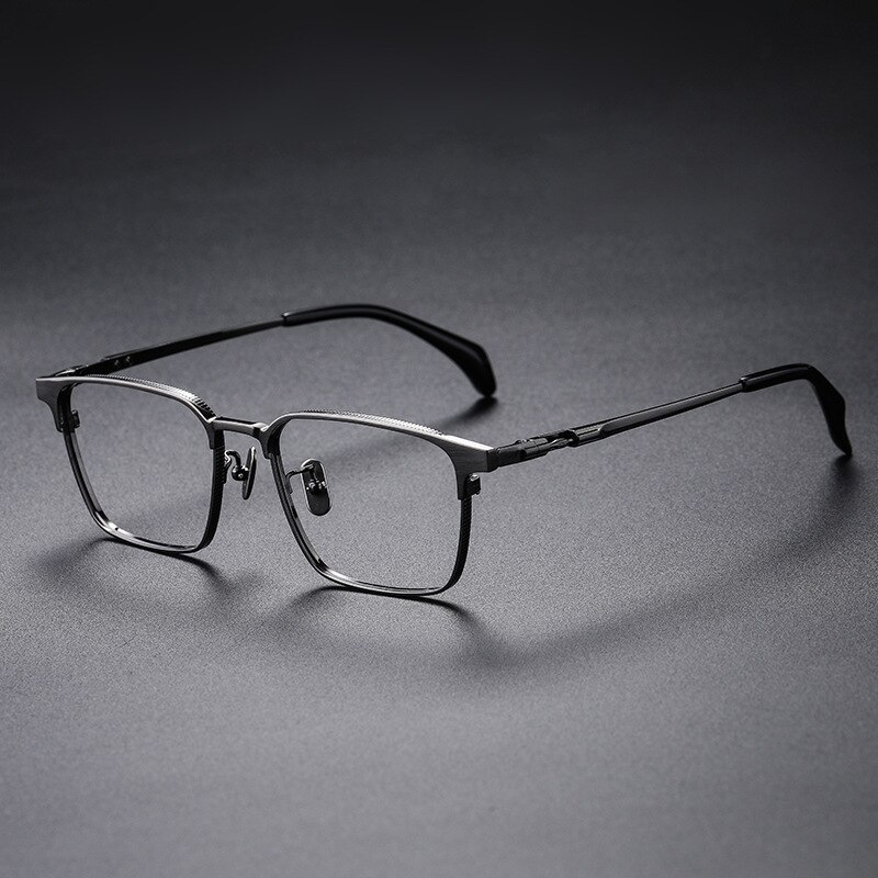 Monture de lunettes en titane pur pour hommes et femmes, monture carrée, myopie, Prescription optique, Vintage, ordinateur: gun