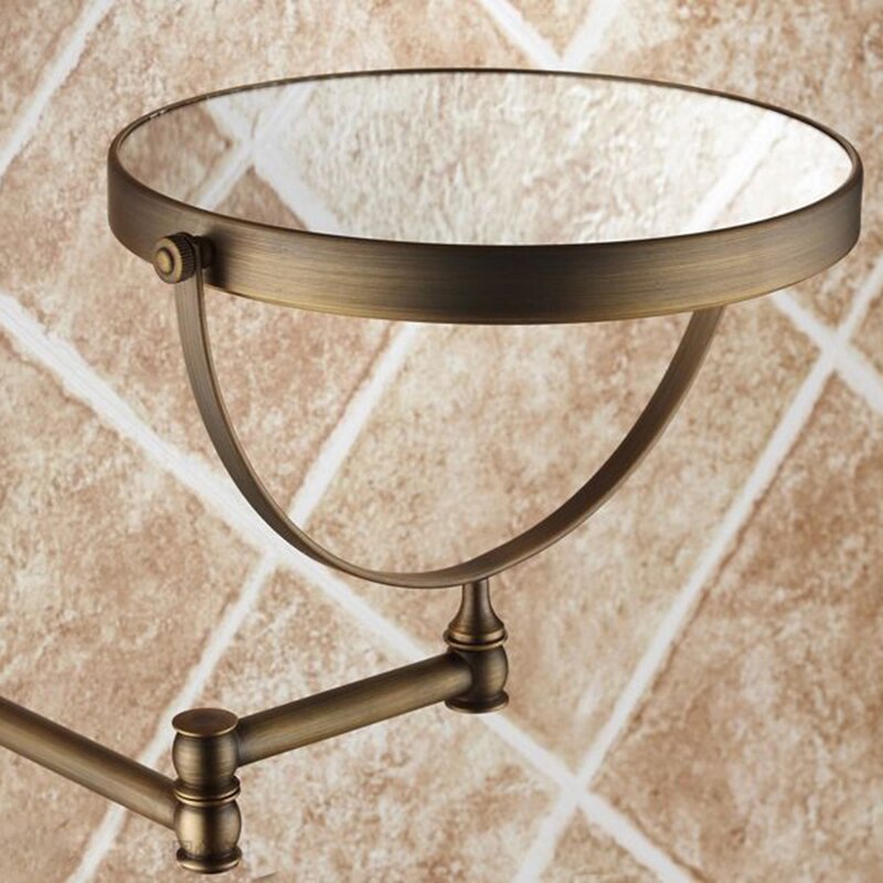 OWOFAN Bath Mirrors Rotating Antique Copper Retractable 2 Side Bathroom Wall Mirror 3 Magnifying Bath Makeup Round Mirror 1506F