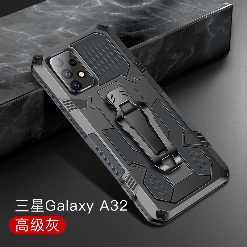 Armor Case For Samsung A32 4G Case Shockproof Stand Holder Belt Clip Holster Cover for Samsung Galaxy A32 4G SM-A325F A 32 6.4&quot;: For Galaxy A32 4G / Gray