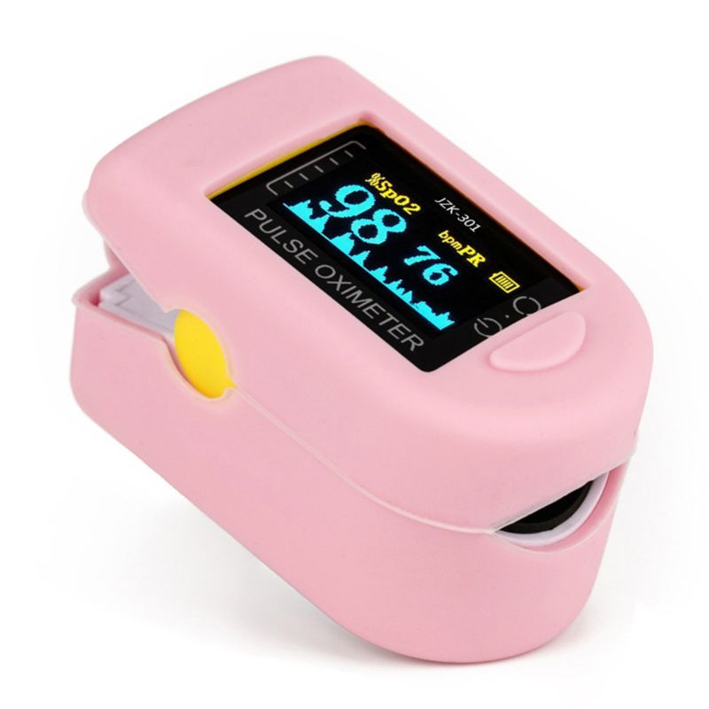 Bærbar fingerspids pulsoximeter hjertefrekvens spo 2 pr blod ilt søvn monitor 50jc: Lyserød