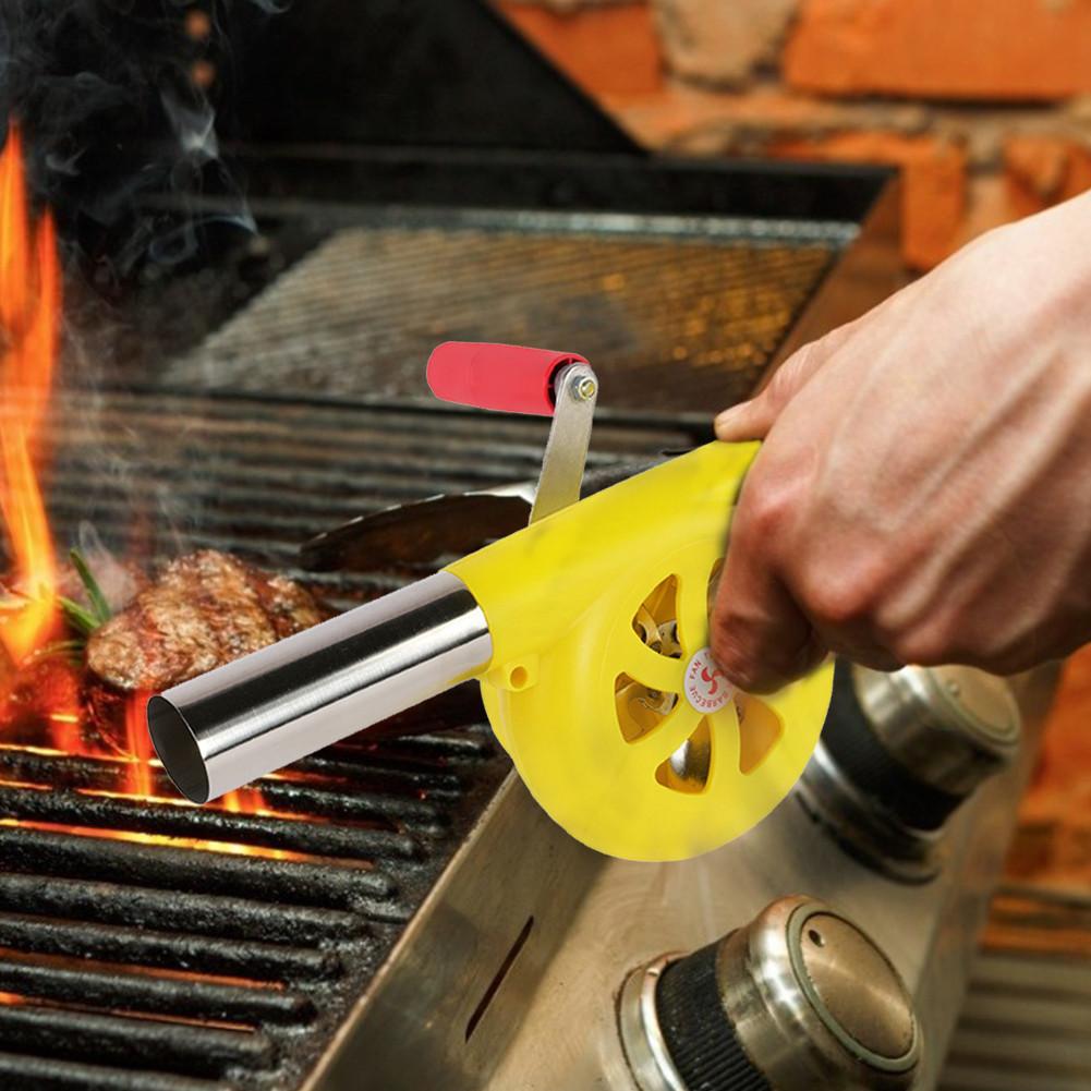 Soplador de aire Ventilador de barbacoa portátil fuelle de barbacoa, herramienta de manivela manual, accesorios de estufa para cocina al aire libre, novedad