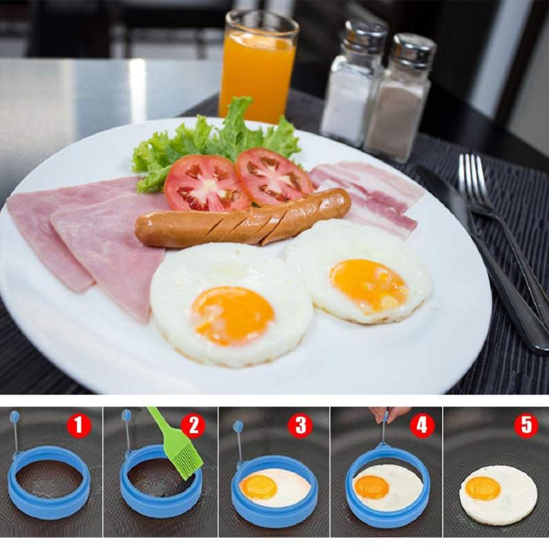 Silikone stegt æg pandekage ring omelet stegt æg runde shaper æg skimmel til hurtig madlavning morgenmad stegepande ovn værktøj