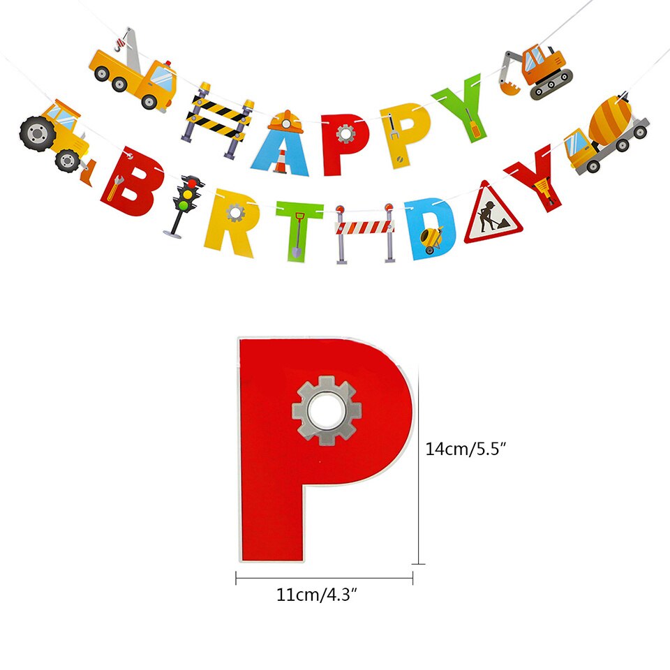 1set Carton Construction Pelle Bulldozer Jetable Vaisselle Assiettes En Papier Tasses pour garçon Joyeux Anniversaire Fête Décoration D&#39;approvisionnement: 1set banner