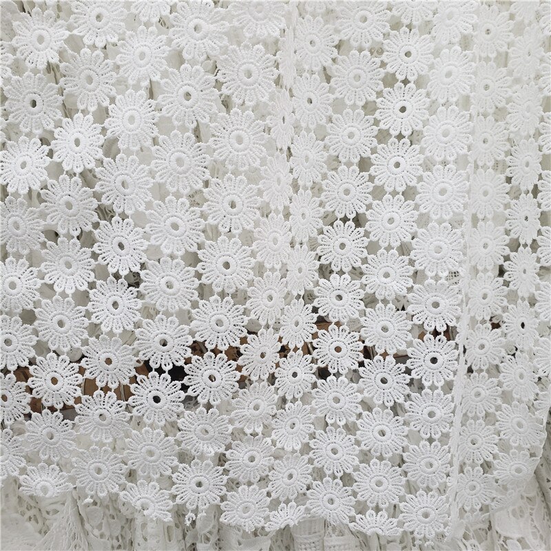 Tela de encaje para vestidos, cordón de guipur clásico, blanco puro, amigable con la piel, Africano, para boda, NN277_R: Popular design1