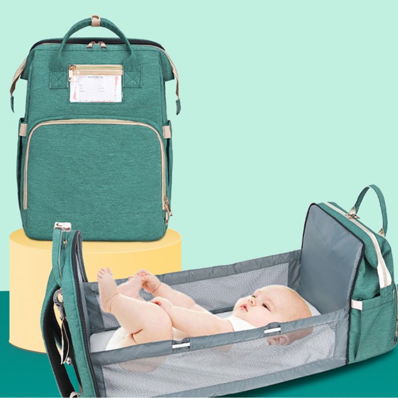 Unisex Baby Nappy Luiertas Draagbare Grote Capaciteit Vouwen Wieg Bed Luier Rugzak Kinderwagen Bandjes Travel Outdoor Rugzak