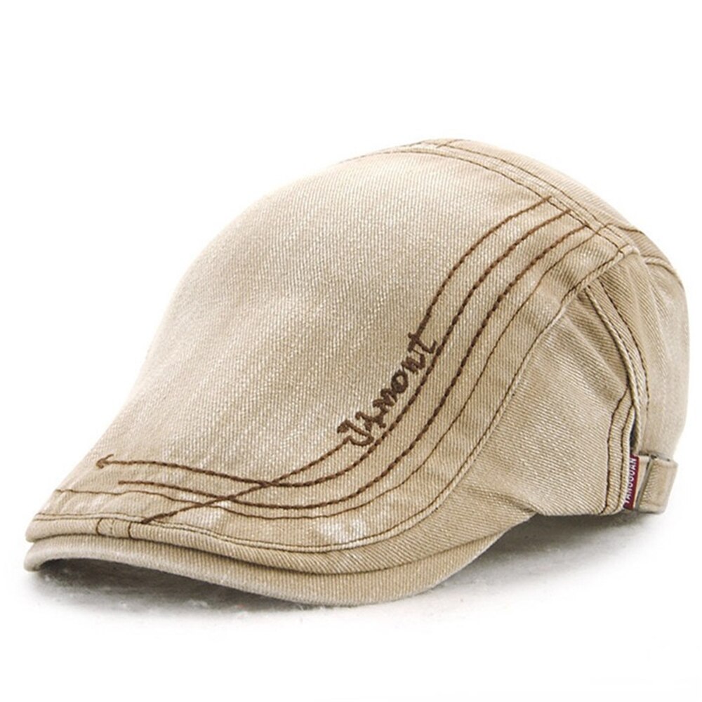 Gorro Vintage de algodón para hombre, gorra informal con visera ajustable, Boinas planas Retro, ropa de calle, sombrero de Golf para otoño,: beige