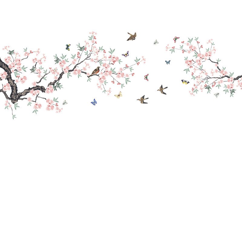 Ink Chinese Wind Branch Bird Glass Sticker Window Window Double-Sided Visual Decorative Wall Sticker: qz0640-07