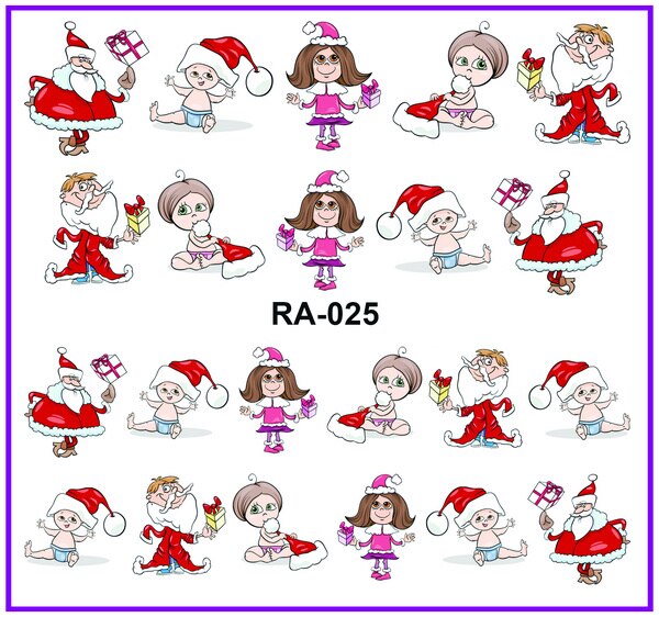 Uprettego nail art skønhed vand mærkat skyder negle mærkat jul juletræer sygeplejerske julemand baby børn  ra025-030: Ra025