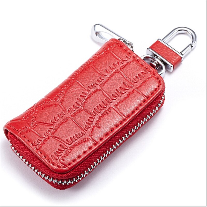 1Pc Pu Leather Keychain Small Exquisite Durable Key Wallet Men Women Portable Key Holder Organizer Pouch Car Key Bag Wallet: red
