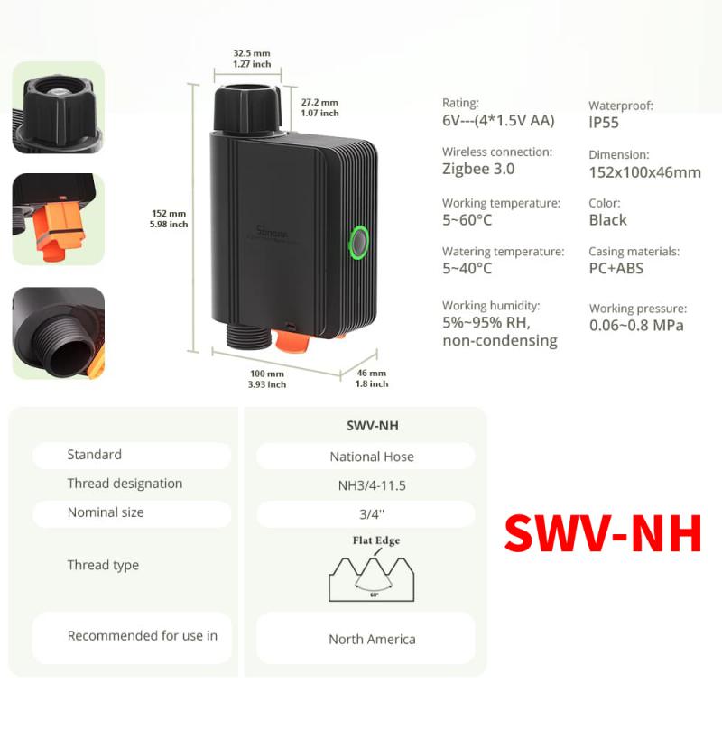 SONOFF SWV zawór wodny kran Zigbee inteligentny kontroler nawadniania Systerm Timer App sterowanie głosem za pośrednictwem Alexa Google Home Assistant: Bundle2