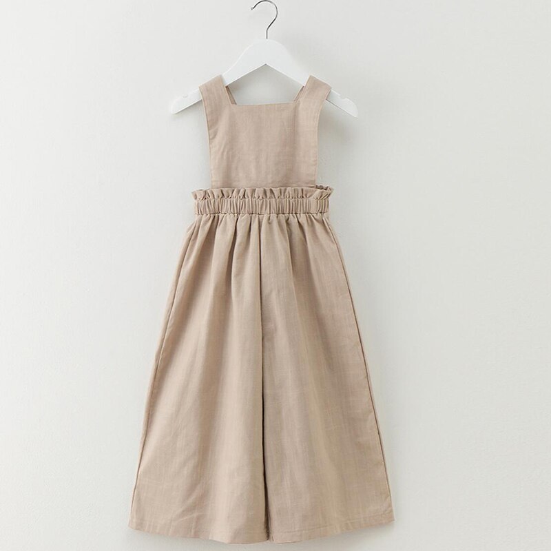 Kinderen koreaanse zomer meisjes linnen jumpsuit romper voor kinderen baby meisjes wijde pijpen broek overall jumpsuit 4 5 6 7 8 9 10 jaar 28