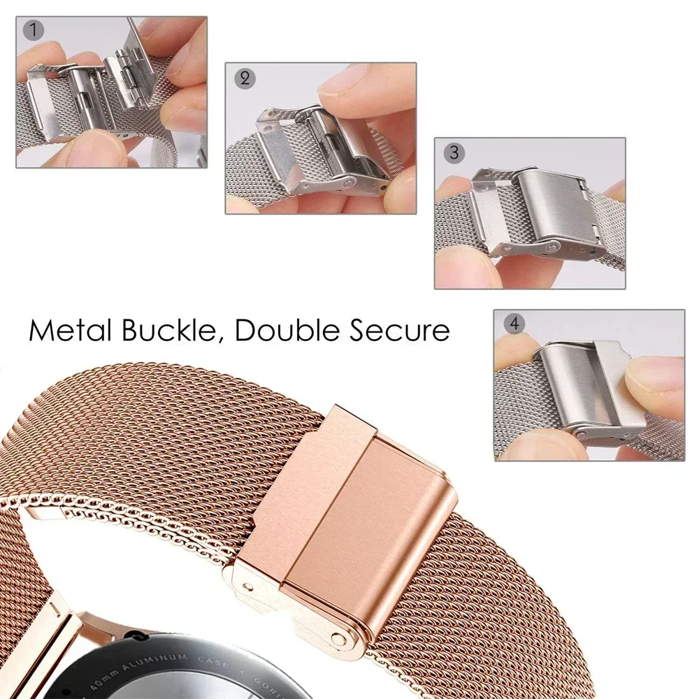 20mm 22mm Replace Strap for Amazfit Bip 6 5 4 Metal Band for Amazfit BALANCE/Active2/GTR/GTS Milanese Stainless Steel Bracelets