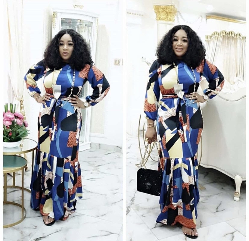 proprietà 2020 elegent donne africane o-collo manica lunga stampa più dimensione abito lungo