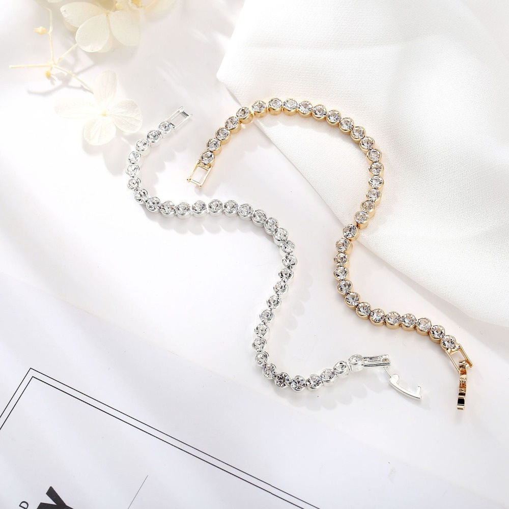 Exquisite Geometrie Tennis Armbänder für Weibliche AAA Zirkonia Kristall Perle Kette Partei Schmuck Zubehör