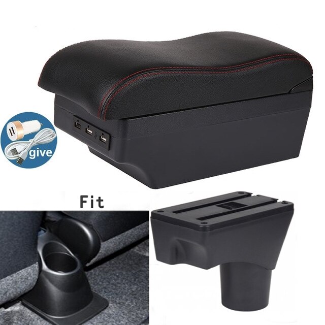 Für Nissan März Micra K13 MK4 IV Armlehne Kasten Center konsole Arm Rest: C-Schwarz rot Linie