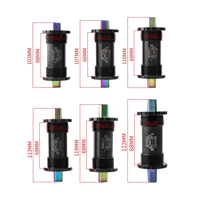 Mountain Bike Titanium Alloy Square Hole Ceramic Bottom Bracket 103/107/110/113/119/122mm Folding Road Bike Bottom Brackets