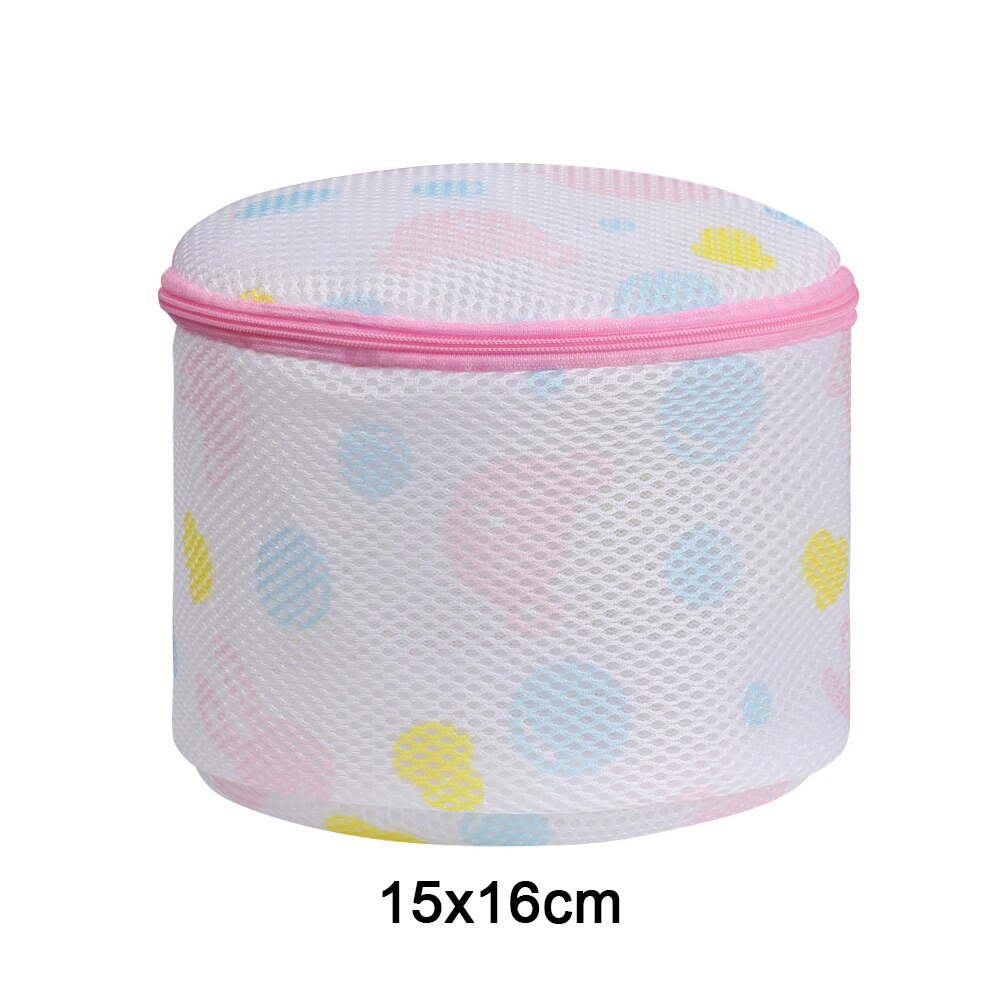 Printing Zippered Mesh Laundry Bag Polyester Laundry Wash Bags Coarse Net Laundry Basket for Washing Machines Mesh Bra Bag: 15x16cm
