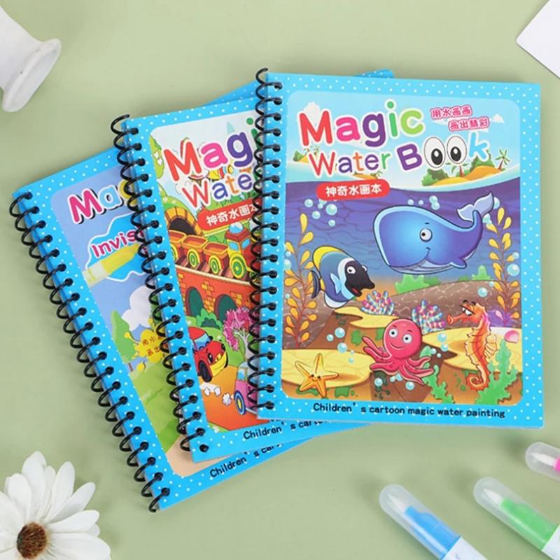 Interesante cuadro al óleo de tela que adorna el libro para colorear con agua, dibujo de grafiti de dibujos animados, bolígrafo mágico, tablero de dibujo, juguete