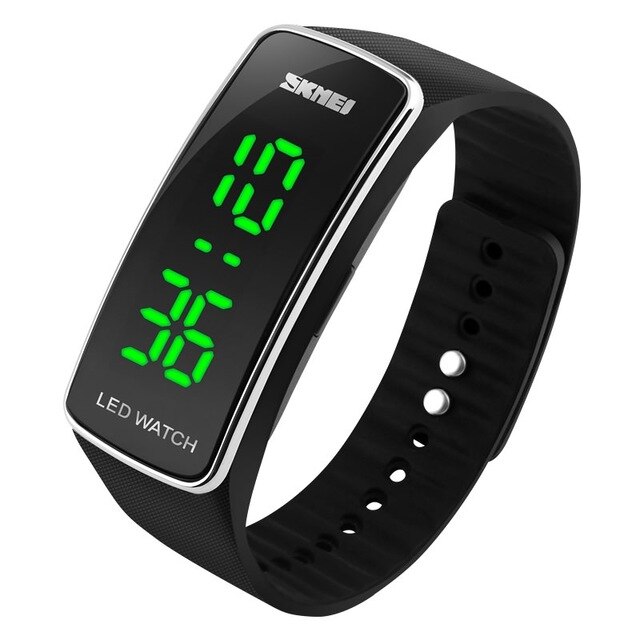 Skmei sport digitale horloges voor dames led digitale waterdichte polshorloges siliconen band complete kalender relogio feminino girl: Zilver