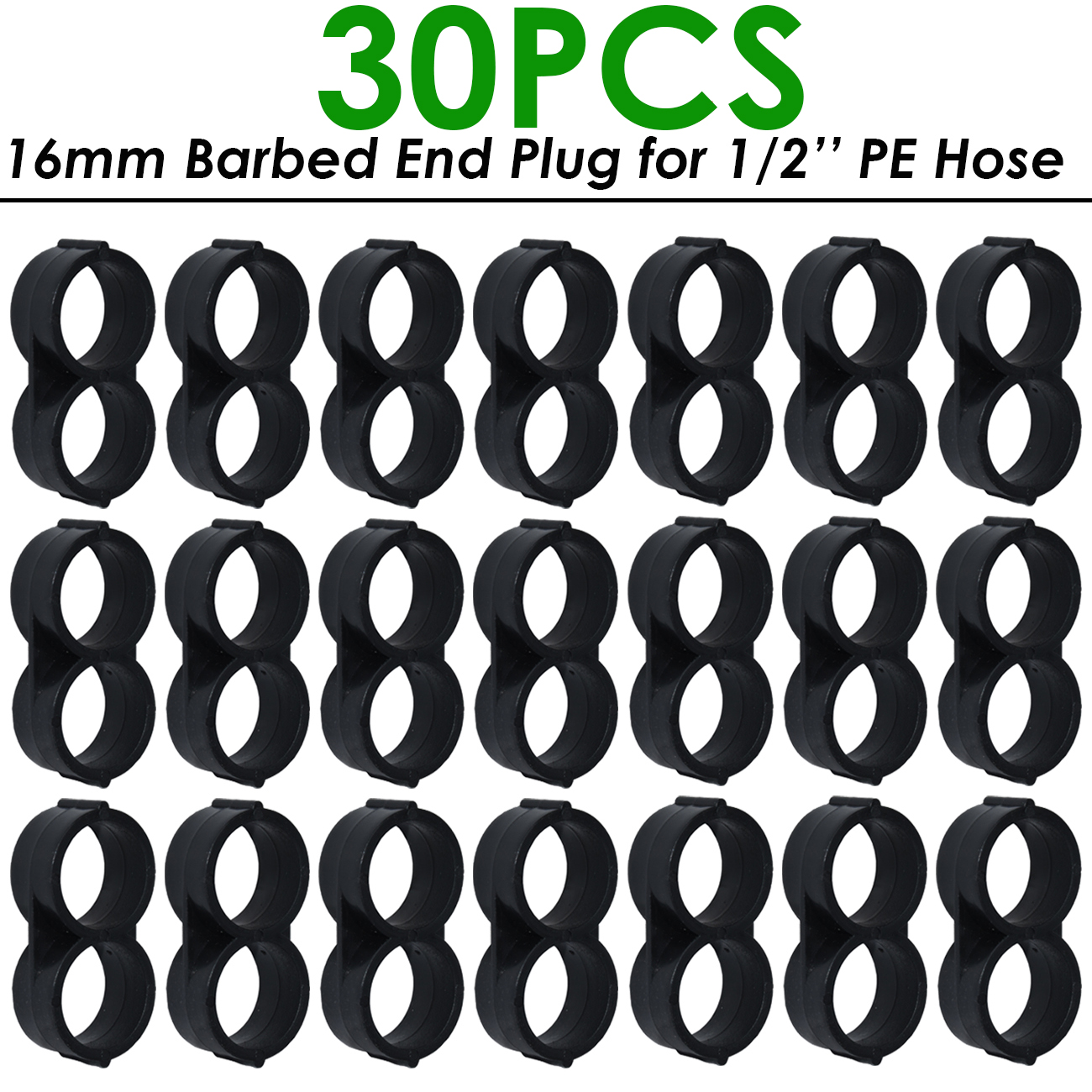 30-40X Drip Irrigation Barbed Fitting Connector Adaptor Coupling Line End Elbow KIT 16mm for 1/2" PE Tubing Hose Watering Garden: KSL01-KIT004-30PCS