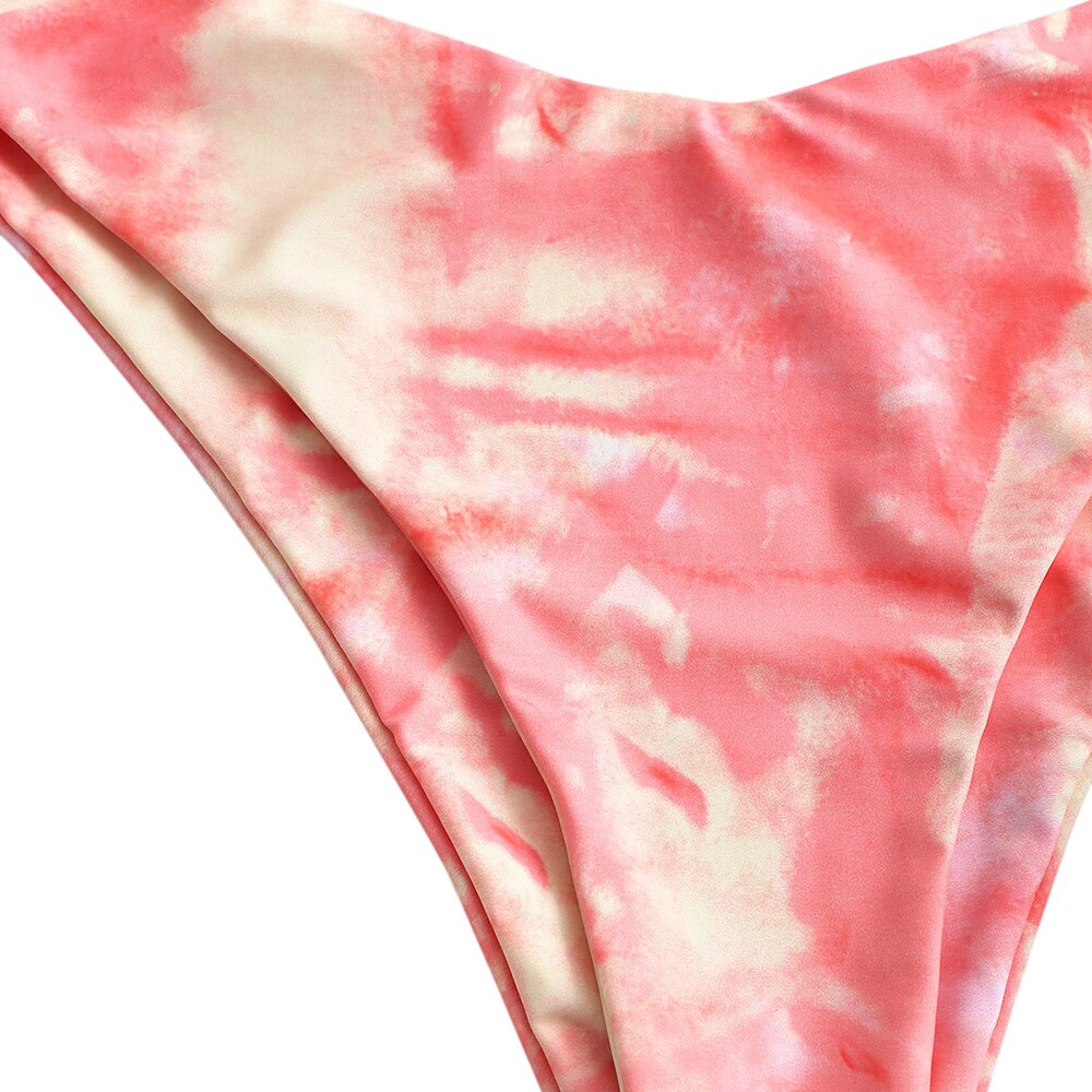 Zaful Tie Dye Lace Up Hoge Cut Bikini Badmode Twee Stuk Zwemkleding