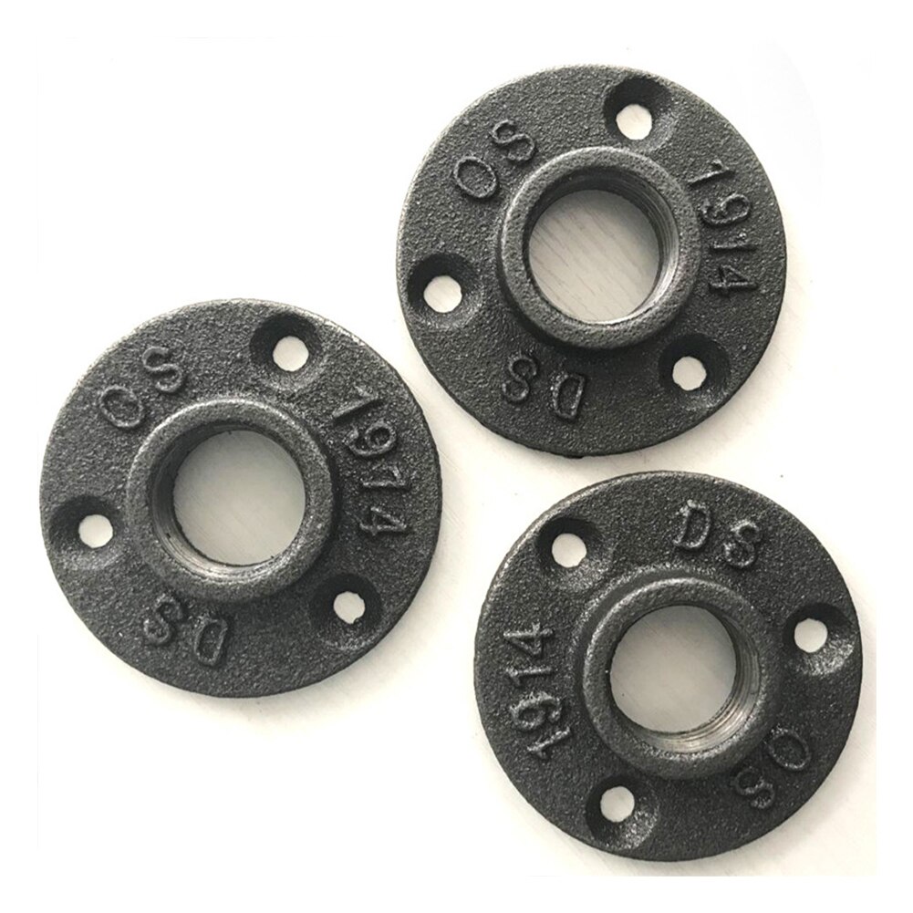 DN15 SN20 3-Holes Thread Malleable Iron Pipe Fittings Wall Mount Floor Antique 1/2",3/4" Flange Piece Hardware Tool