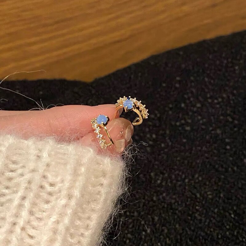exquisit Gold Opal Kreis Ohrringe Für Frauen AAA Zirkon Glänzenden Strass Blätter Schmetterling Platz Ohrring Hochzeit Schmuck