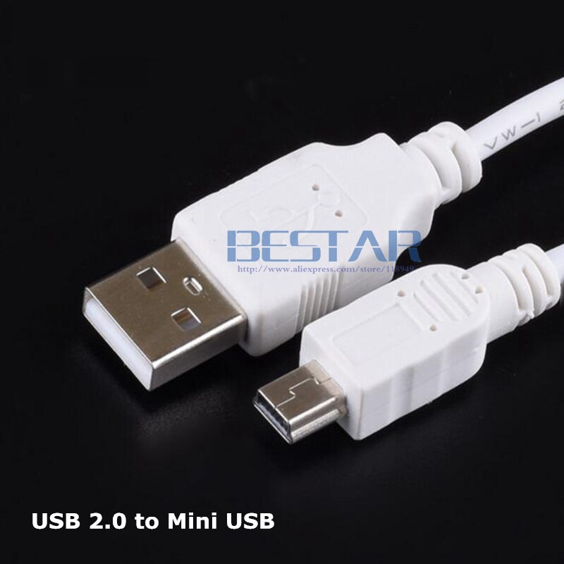Wit DC stekker MINI USB 5pin 5 P man converteren naar USB 2.0 Een mannelijke Jack met cord connector charging cable 1 m 3FT