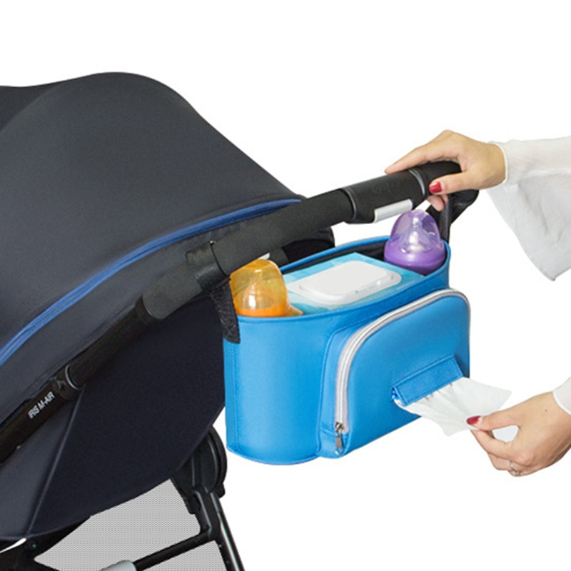Pushchair Buggy Organiser Bag Stroller Storage Wipes Cup Holder Shoulder Strap Stroller Accessories Mommy Diaper Bag Cart Packag