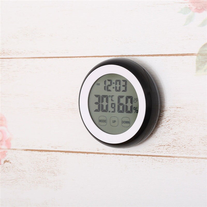 Thermometer Indoor Digital LCD Hygrometer Temperature Humidity Alarm Wall Clock For Home Temperature Humidity Meter