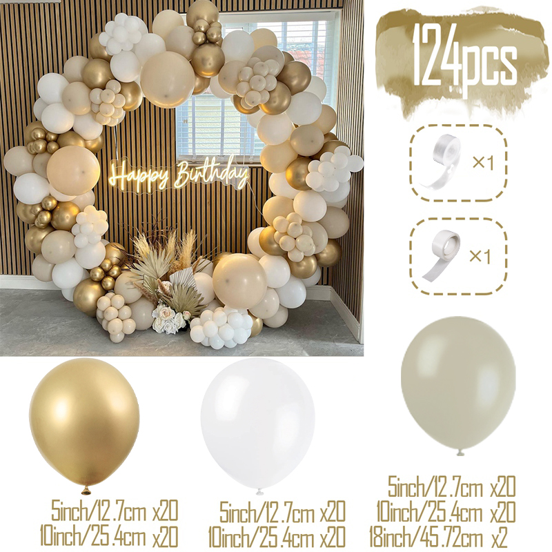Kit de arco de guirnalda de Globos marrón café albaricoque, decoraciones para de cumpleaños y boda, suministros de Baby Shower para niños, Globos de látex: Crema