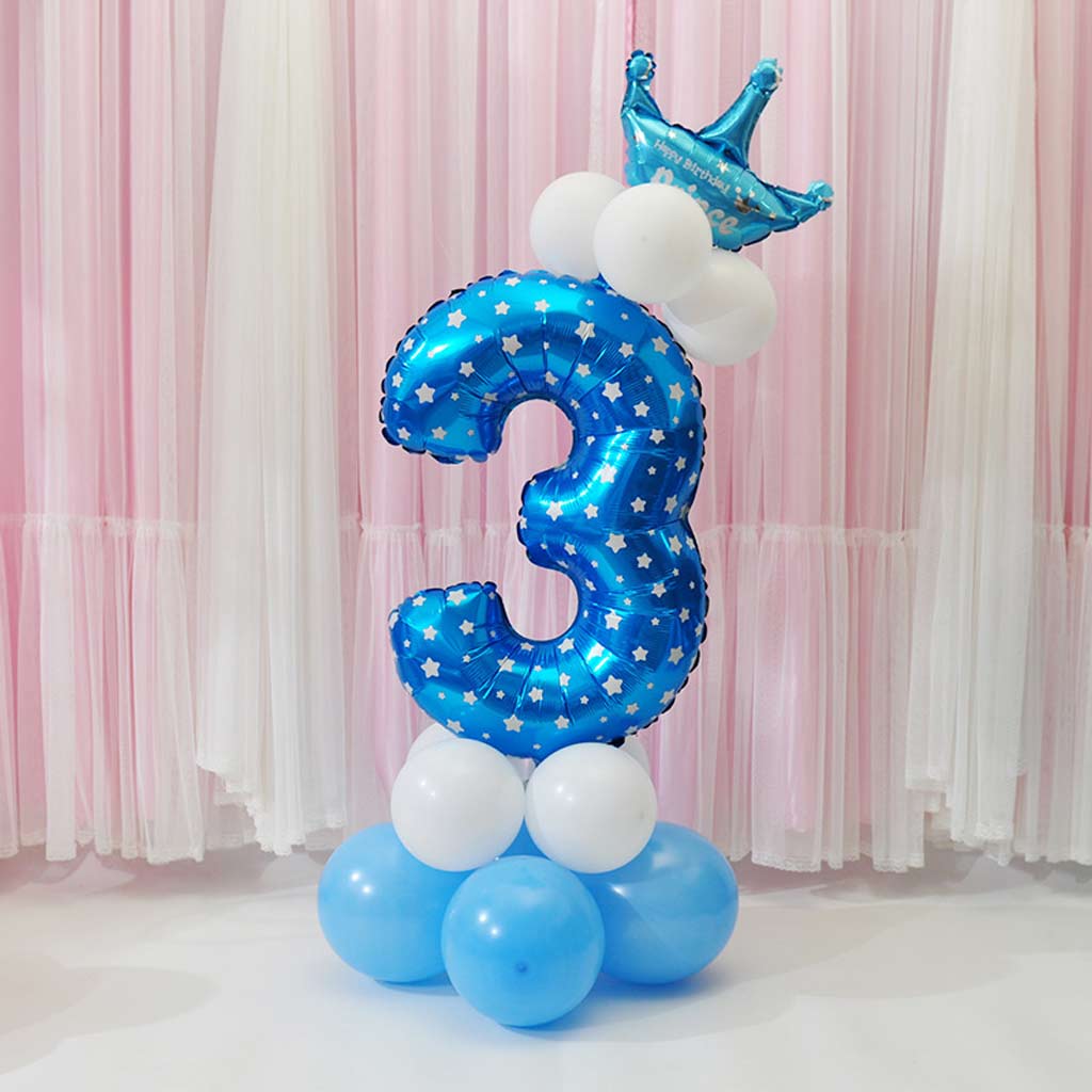 All Numbers Letters Crown Balloons Column Set Birthday Baby Shower Arch Decor