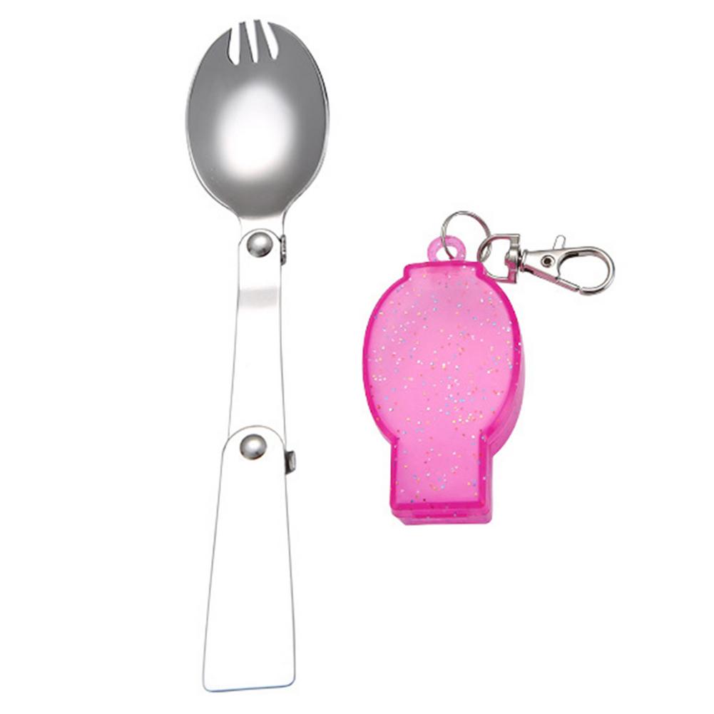 Outdoor Folding Travel Camping Utensil Stainless Pocket Spoon Fork Super Small Foldable Spoon Fork Camping Picnic Tool: C