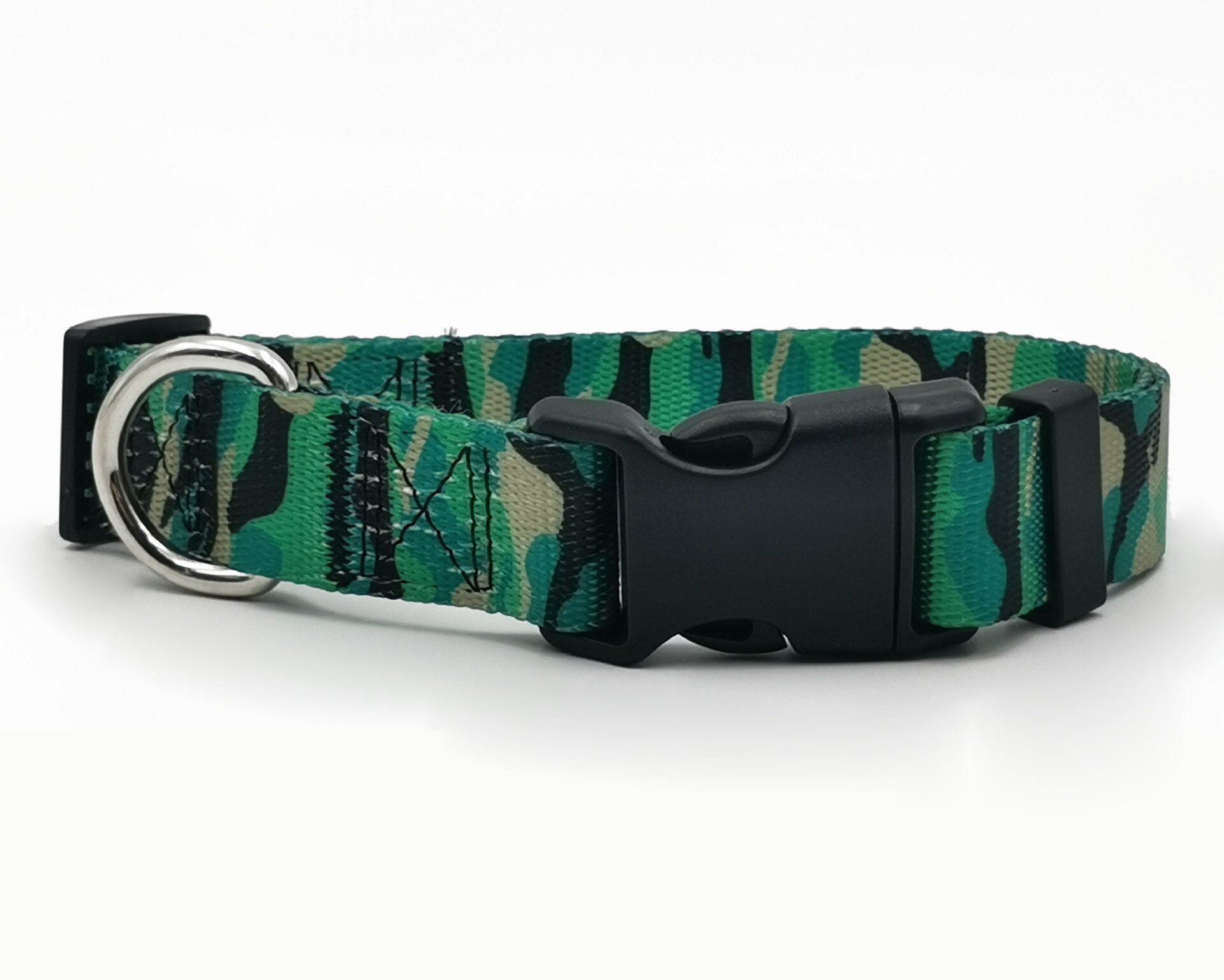 Collar con estampado de camuflaje para mascotas, Collar de nailon grande y de perro de talla mediana, de poliéster, suministros para perros pequeños, accesorios para perros: green camouflag
