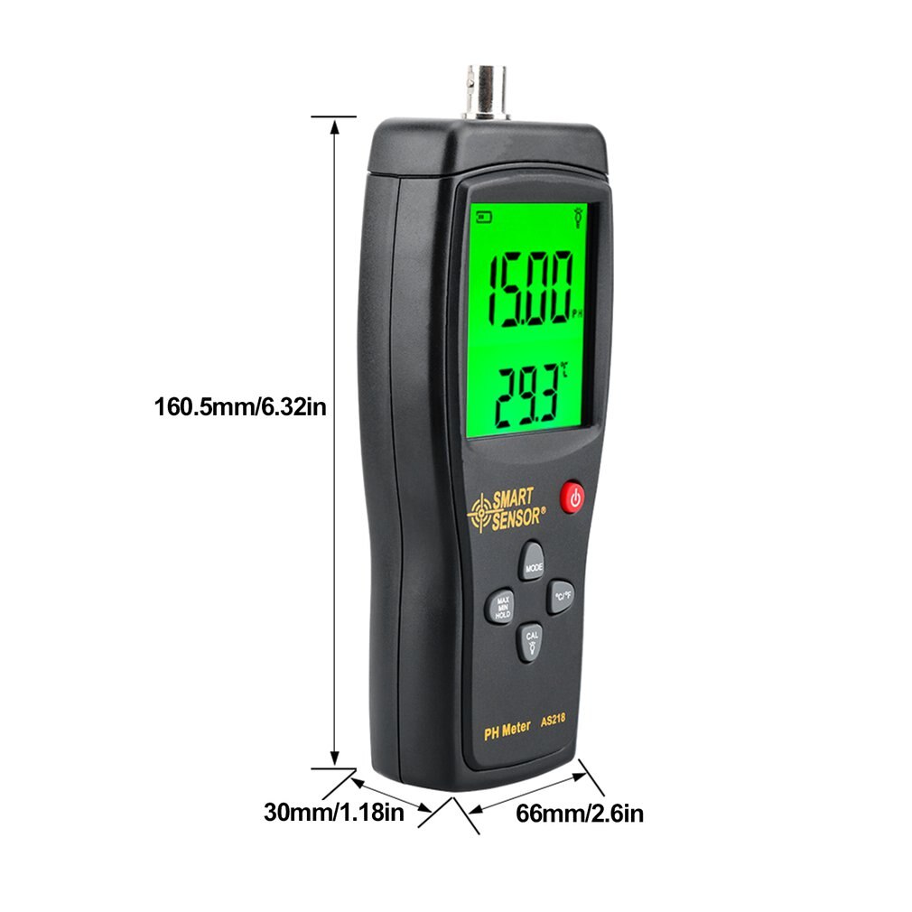 Smart Sensor AS218 Digital PH Meter 0.00 ~ 14.00pH Soil PH Tester Water PH Acidity LCD Display Liquid PH Meter