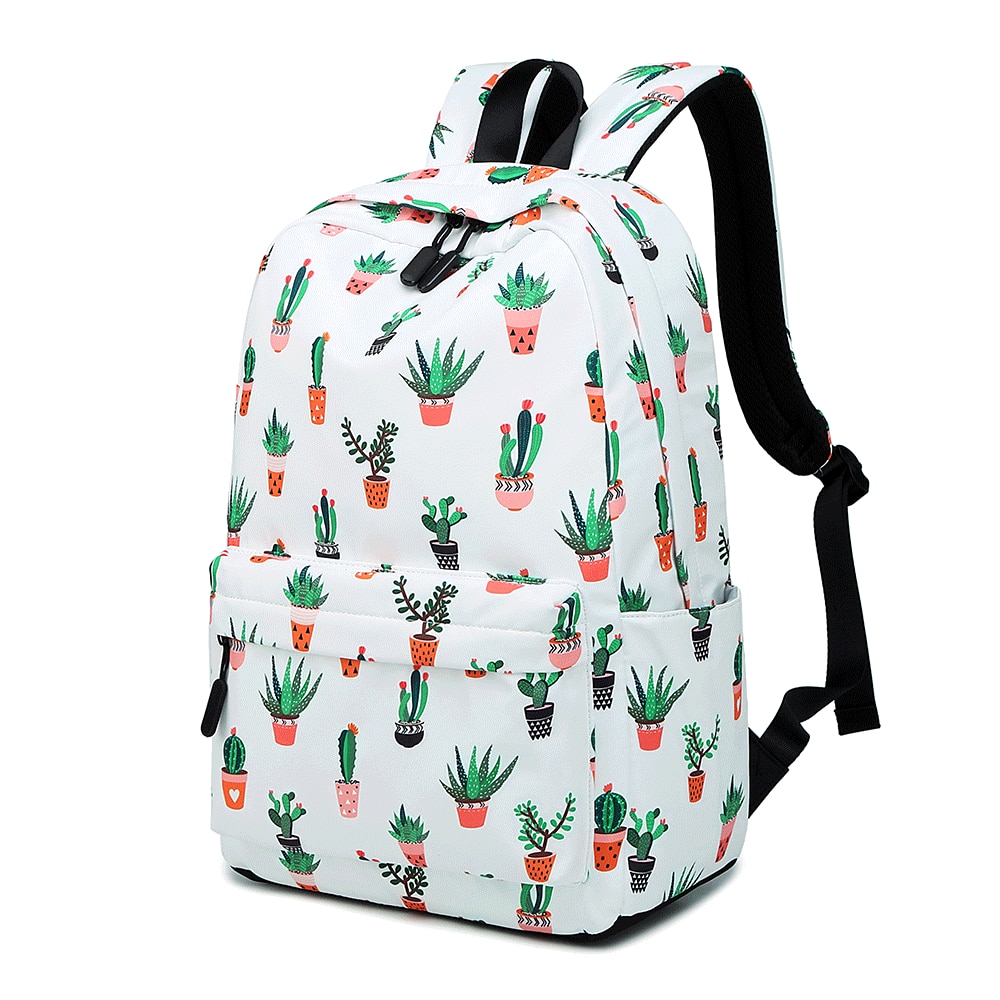 bolsas para la escuela mochila para chicas adolescentes, mujeres verde Cactus libro de impresión de bolsa mujer la escuela mochila