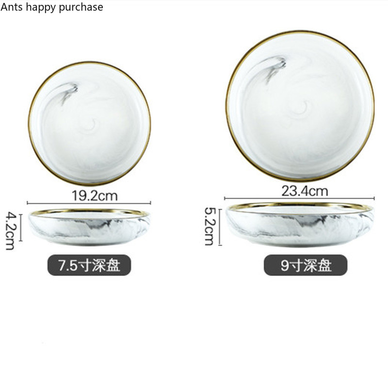 Phnom Penh Marmer Servies Keramische Plaat Thuis Plaat Servies Set Restaurant Decoratieve Servies Ronde Schalen en Borden Sets