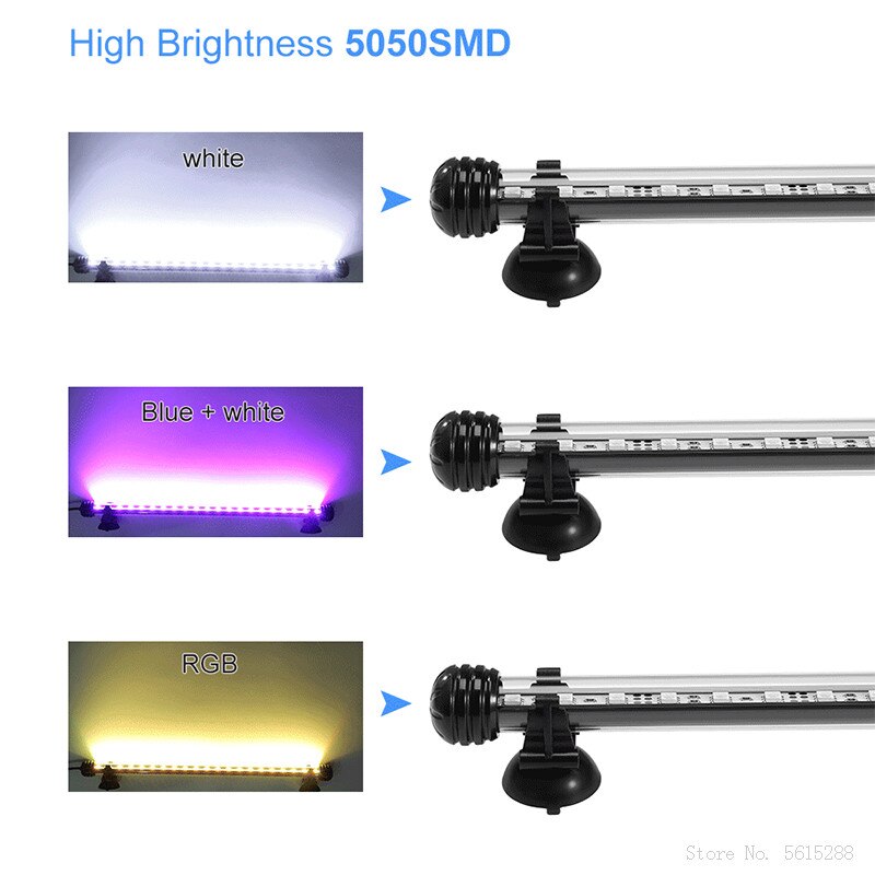 Barra de luz LED impermeable para acuario, luz subacuática de 19, 29 y 39cm, lámpara para acuario, decoración de acuarios, iluminación de 220V, enchufe europeo