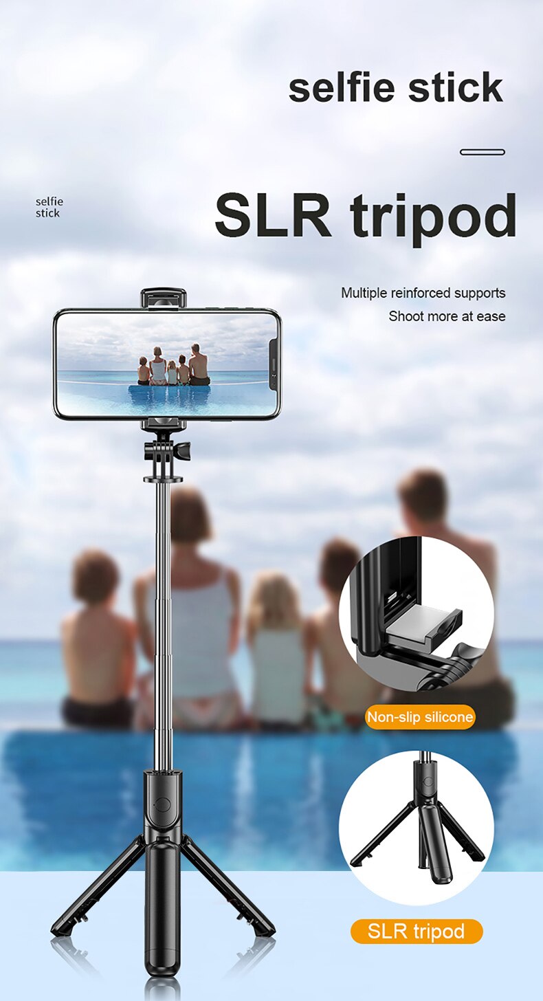 Foldable Mini Tripod With Shutter Remote For IPhone 3 In 1 Wireless Bluetooth Selfie Stick Extendable Handheld Monopod: Default Title