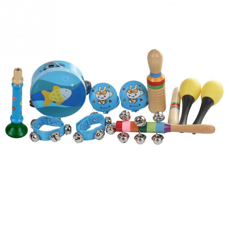 10pcs Orff Musical Instruments Set Children Early Childhood Music Percussion Toy Combination Kindergarten Teaching Aids: Blue