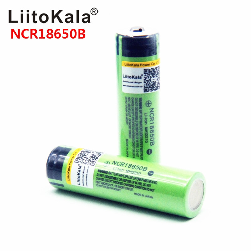 LiitoKala 100% NCR18650B 3.7 V 3400 mah 18650 3400 mah Bateria De Lítio Recarregável para lanterna para banco powr