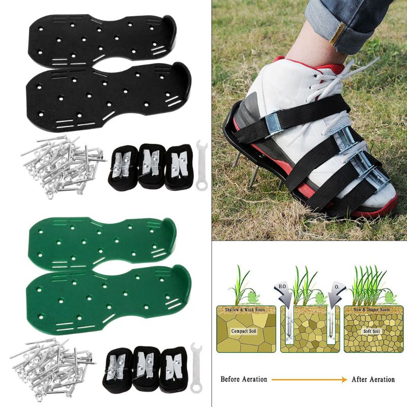 Une paire pelouse noir aérateur chaussures sandales herbe pointes clou cultivateur Yard jardin outil