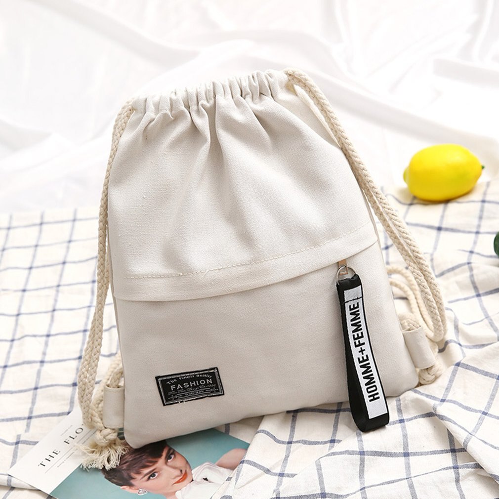 Eenvoudige Trekkoord Canvas Tas Vrouwelijke Kleine Tas Vrouwelijke Toevallige Messenger Bag Geplooide Dames Canvas Tas Breien Zakken