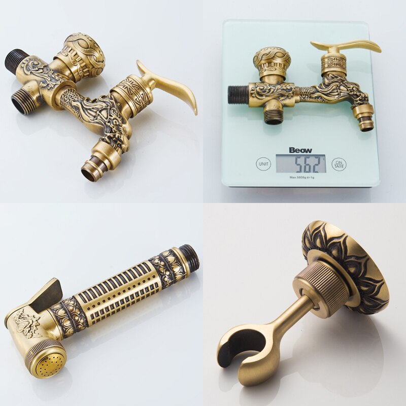 Bathroom Bidet Faucets Antique Brass Wall Mounted Out Door Faucet Sprayer Water Faucet Toilet Washing Machine Tap EL1023