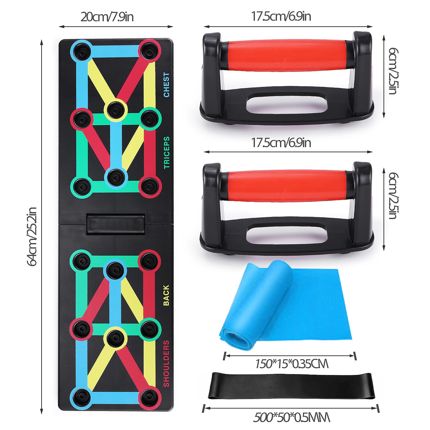 TOMSHOO Fodable Push Up Board 12 in 1Push-Up Board with Handle, Practice Shoulder Chest Triceps Trapezius Muscle for Home