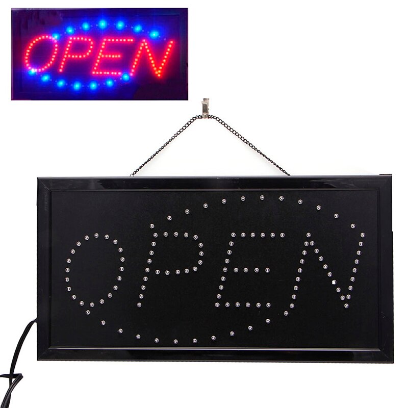 YAM 110V Bright Animated Motion Running Neon LED Business Store Shop OPEN Sign With Switch US Plug