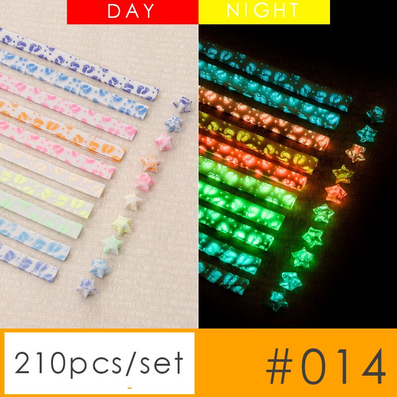 210pcs Luminous star origami paper Lucky star scrapbook paper Wishing stars paper wrapping material night glow: 014